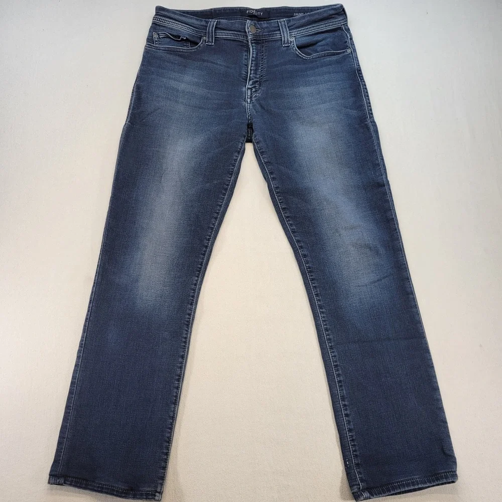 Fidelity Jimmy Jeans Mens 33 Blue Slim Straight Stretch Premium Denim